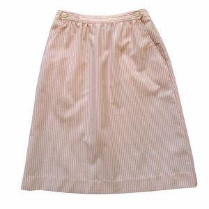 Personal Petites Vintage Pink/White Pinstripe Seersucker Aline Skirt